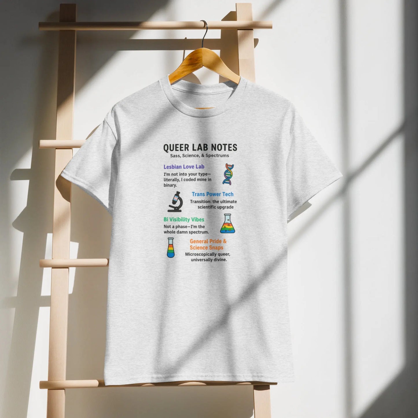 Queer Lab Notes T-Shirt - All Sexes - AMILLSDESIGNS