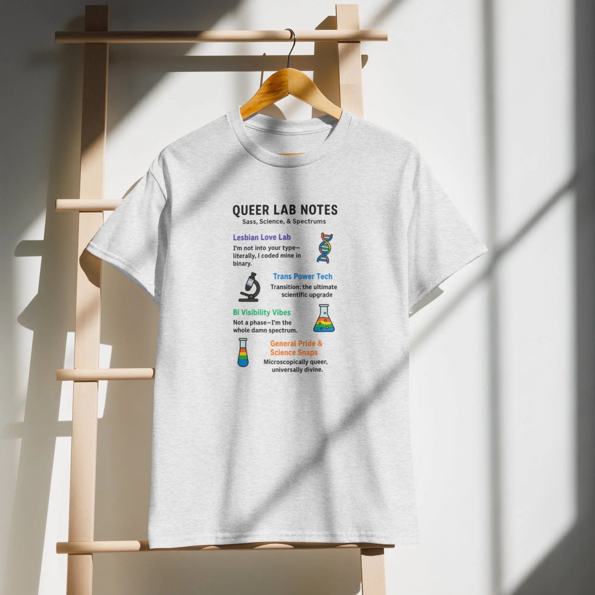 Queer Lab Notes T-Shirt - All Sexes - AMILLSDESIGNS