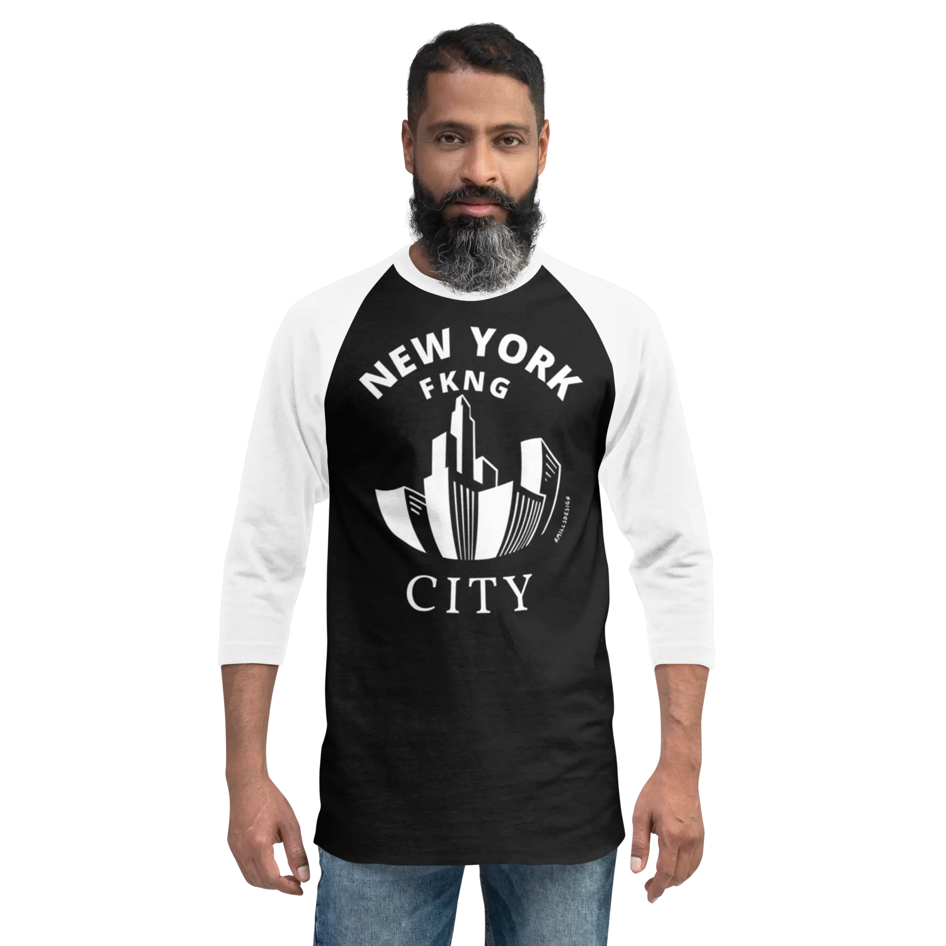 3/4 Sleeve Raglan Shirt – New York Hustle, Everyday Muscle 🗽⚾ A MILLS DESIGN