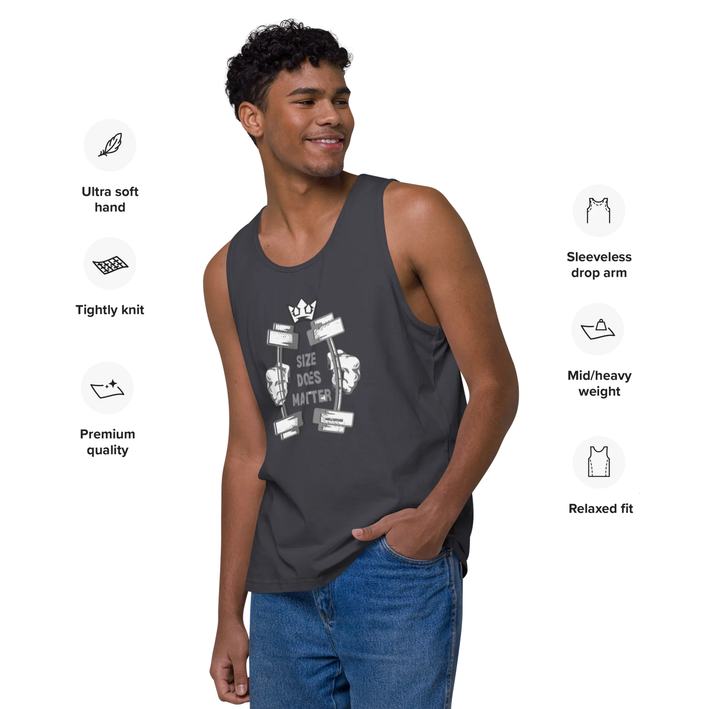 Men’s Premium PRIDE Workout Tank – “Size Does Matter” 💪🌈 A MILLS DESIGN