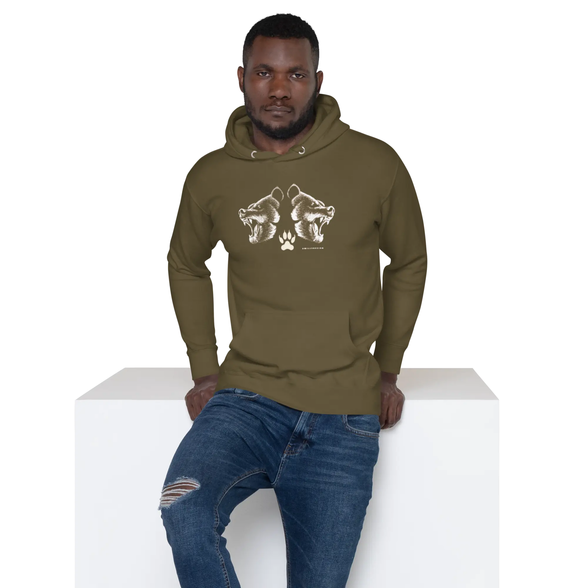 Unisex Hoodie Big BEAR, Woof, Growl A MILLS DESIGN
