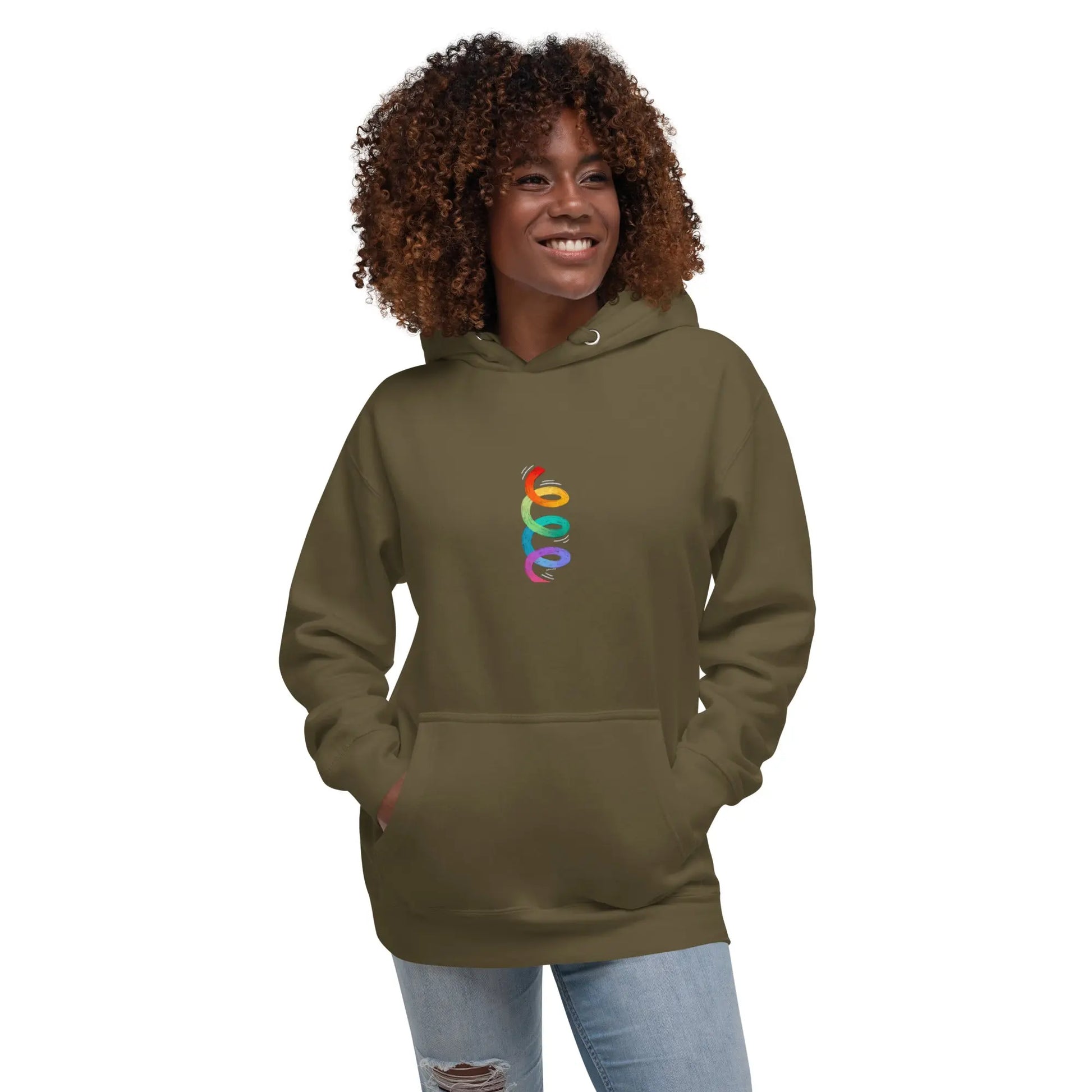 Unisex  Twirl your PRIDE Hoodie - Rainbow Twirl A MILLS DESIGN