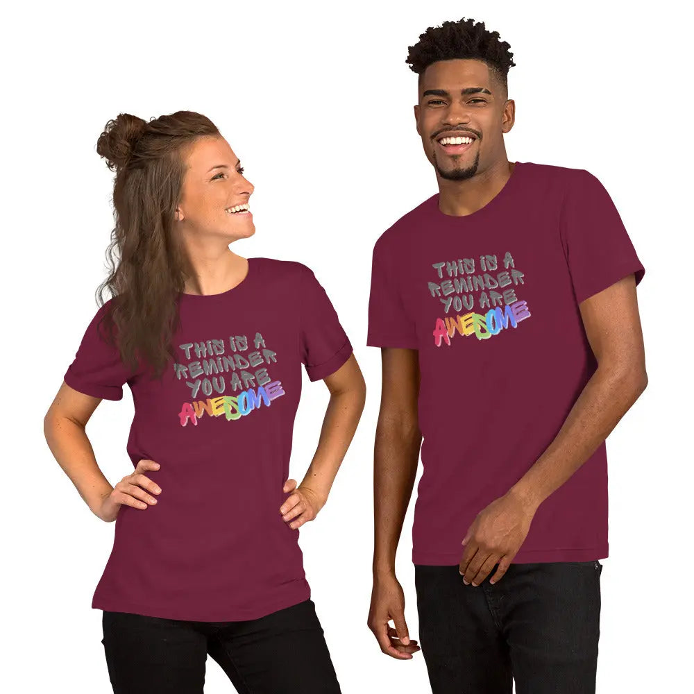 Unisex t-shirt "You Are Awesome" T-shirt, designed to uplift and inspire with its vibrant and upbeat design A MILLS DESIGN